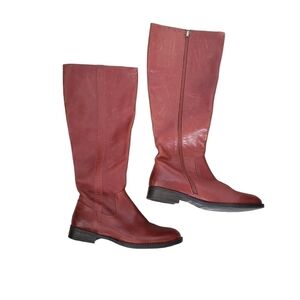 Django & Juliette Rugged Leather Knee High Riding Boots Dark Tan Cognac